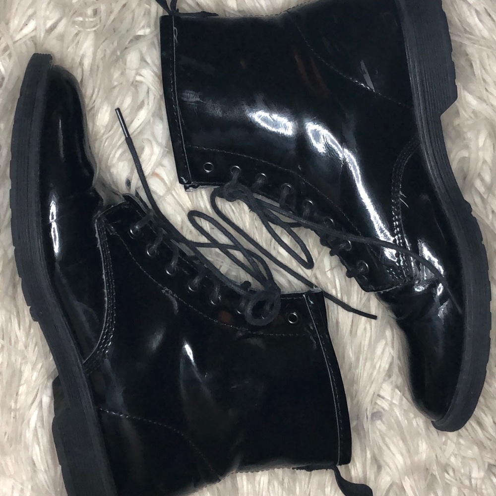Shiny black boots